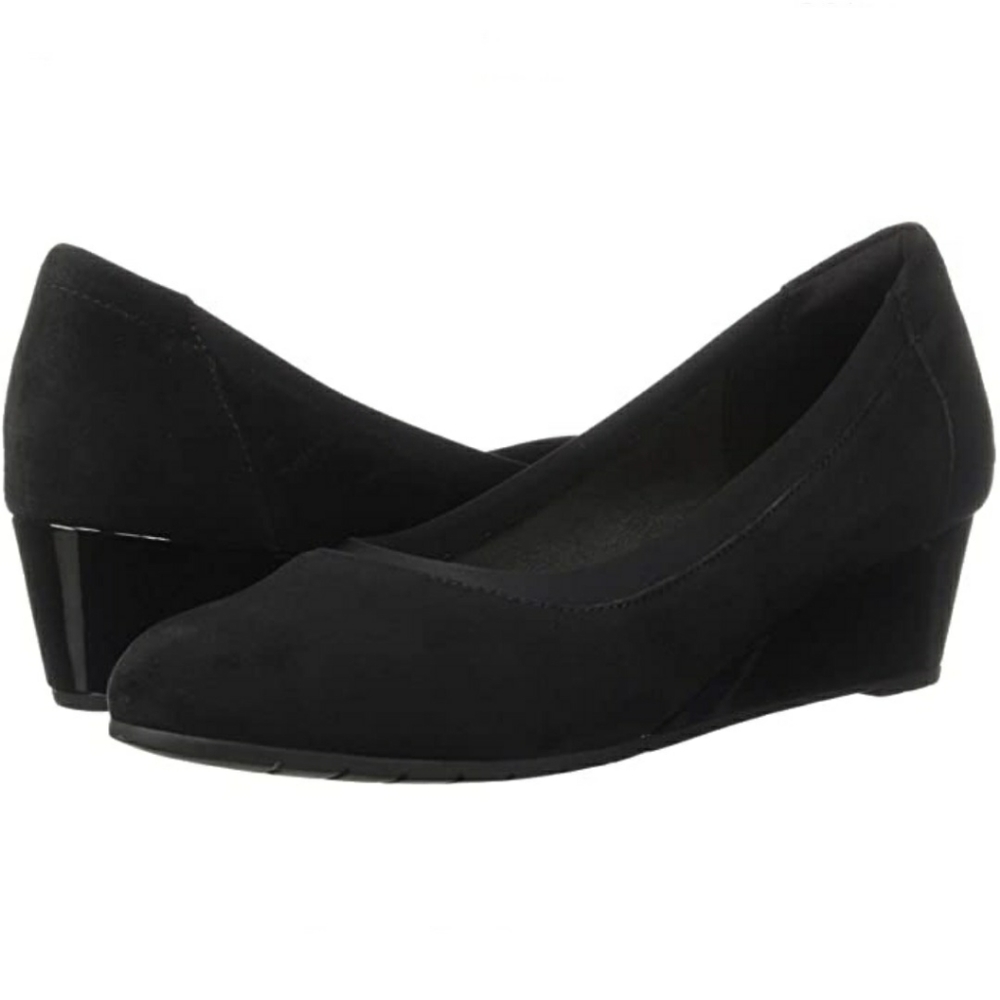 Clarks Black Suede *Mallory Berry* Wedges 7 WIDE